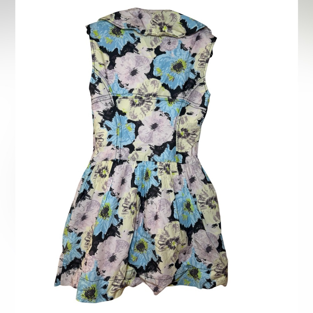 Ganni Floral Printed Sleeveless Cotton Poplin Mini Dress Size US 0, Euro 32 - Picture 3 of 12